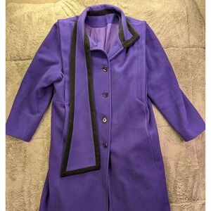 Vintage 70s Women's XL Wool Overcoat Projections Union Made in USA Purple Coat
